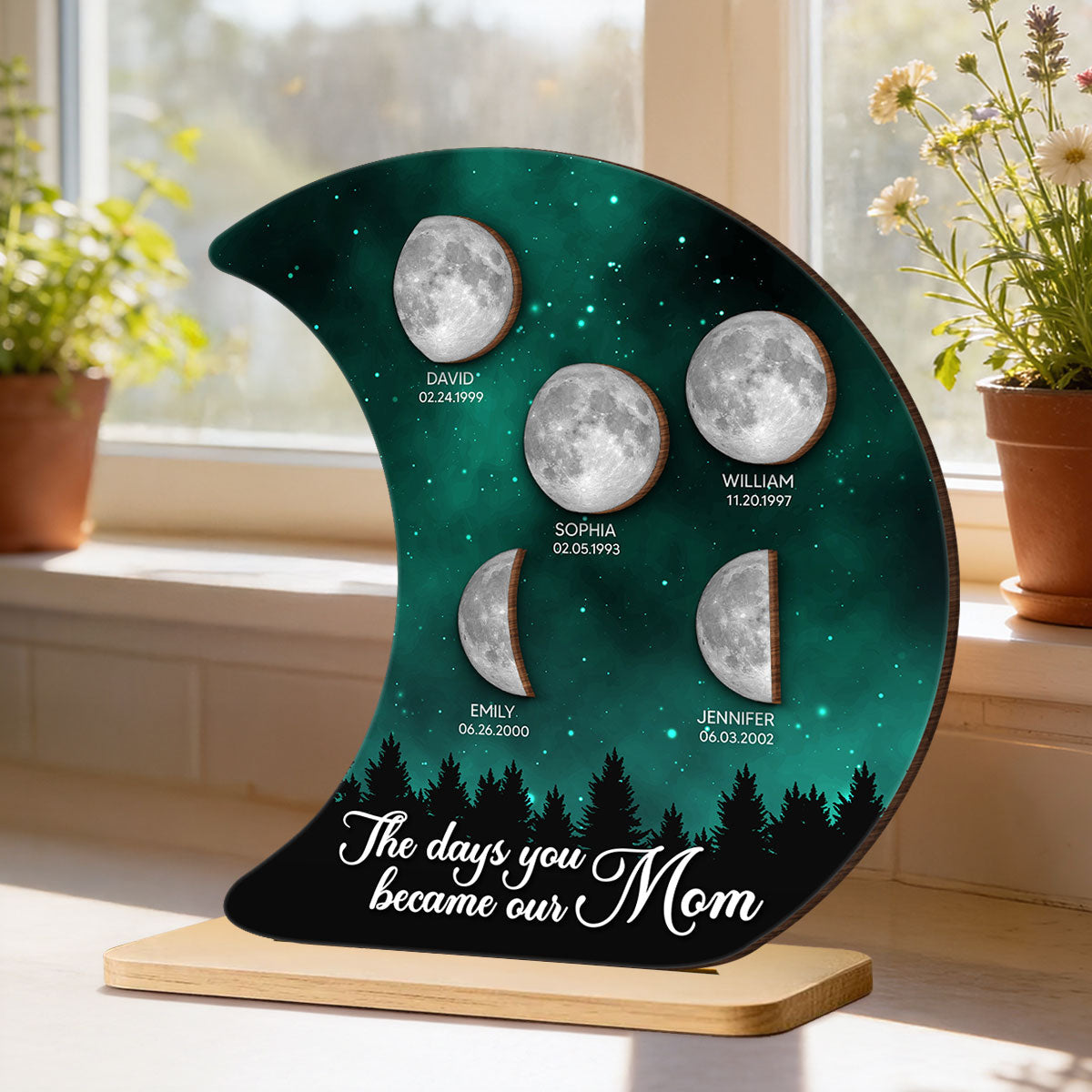 The Days You Became Our Mom Galaxy Night - Personalized 2-Layered Wooden Plaque - Heartfelt Gift For Mom, Grandma
