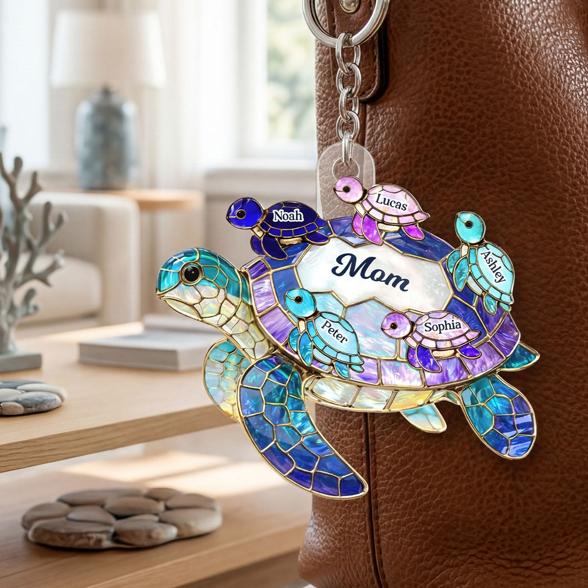 Mom Grandma Sea Turtle - Personalized Acrylic Keychain - Mother's Day Gift for Her