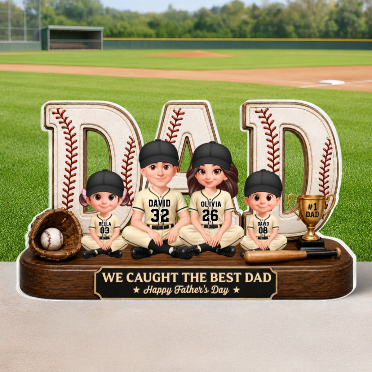Baseball Legend Daddy's Dream Team - Personalized Acrylic Block Plaque -  Gift For Dad
