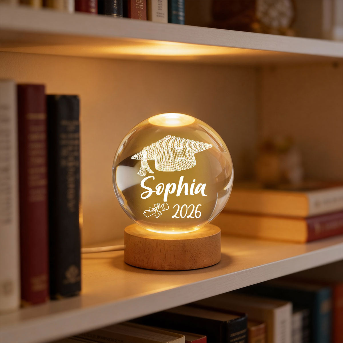 Graduation Senior Illusion Graduation Cap - Personalized Crystal Ball LED Night Light - Gift For Graduation Day, Graduation Gift, Keepsake