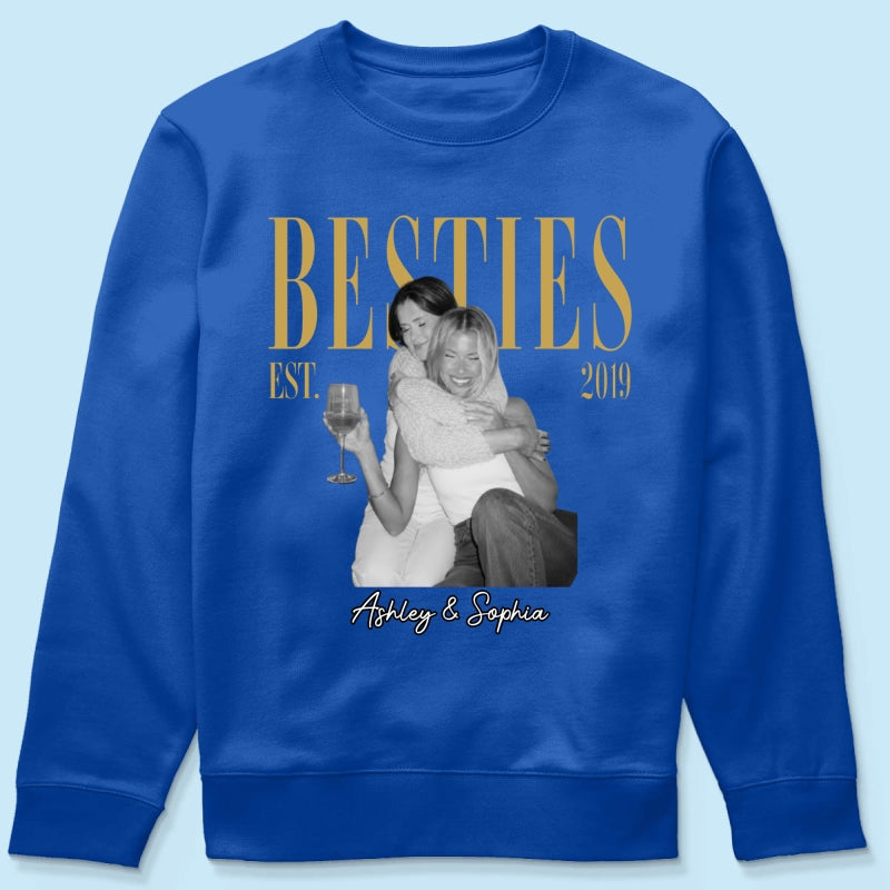 Vintage Retro Besties Best Friends Upload Photo - Personalized Shirt - Birthday Gift For Best Friends, Matching Friends Group T-shirt