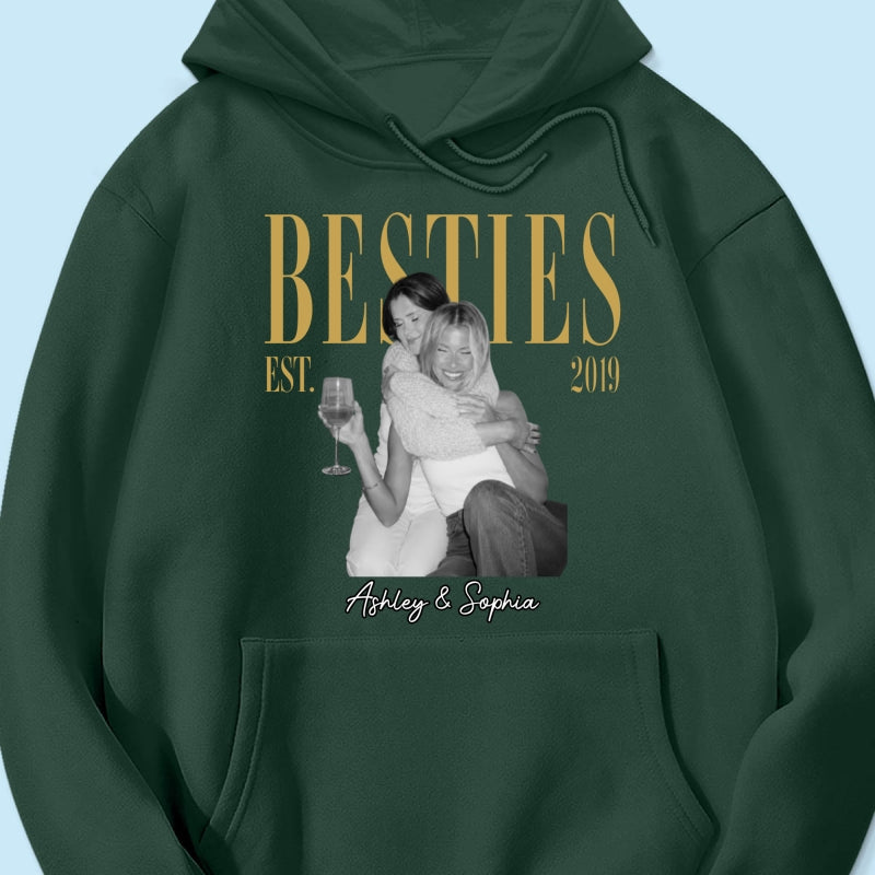 Vintage Retro Besties Best Friends Upload Photo - Personalized Shirt - Birthday Gift For Best Friends, Matching Friends Group T-shirt