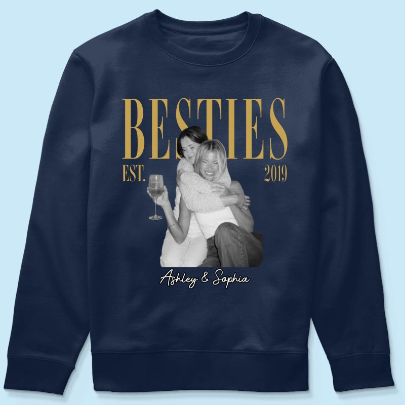Vintage Retro Besties Best Friends Upload Photo - Personalized Shirt - Birthday Gift For Best Friends, Matching Friends Group T-shirt