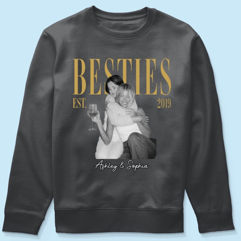 Vintage Retro Besties Best Friends Upload Photo - Personalized Shirt - Birthday Gift For Best Friends, Matching Friends Group T-shirt