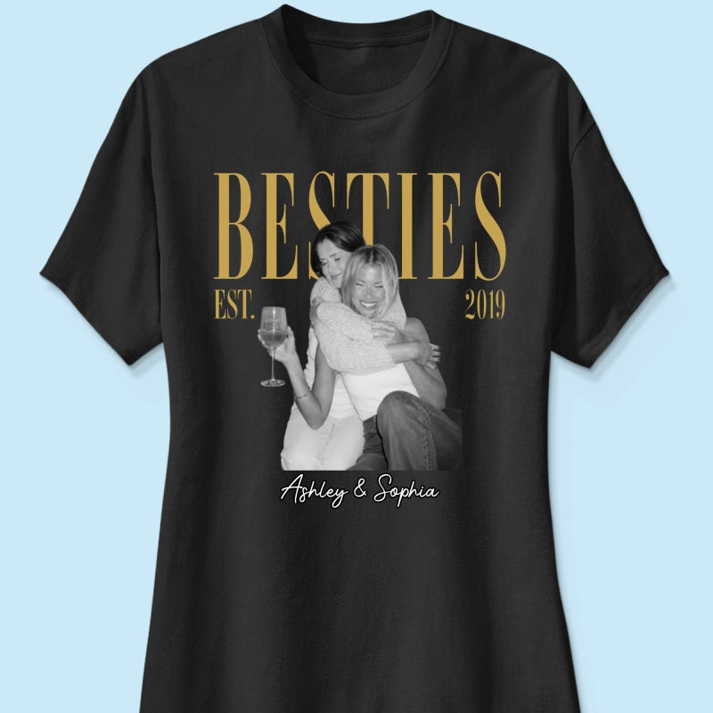 Vintage Retro Besties Best Friends Upload Photo - Personalized Shirt - Birthday Gift For Best Friends, Matching Friends Group T-shirt