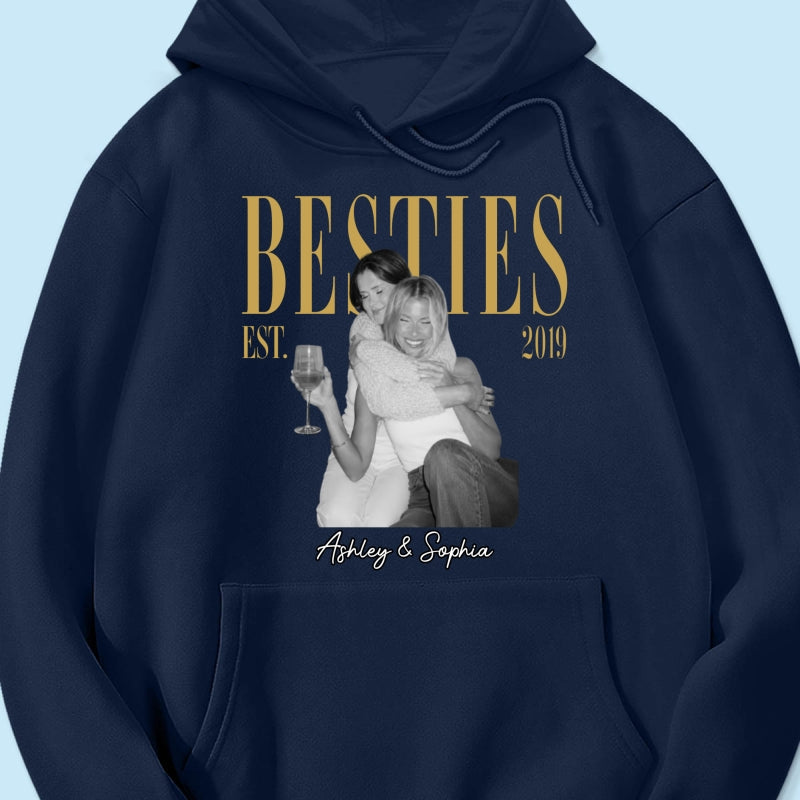 Vintage Retro Besties Best Friends Upload Photo - Personalized Shirt - Birthday Gift For Best Friends, Matching Friends Group T-shirt