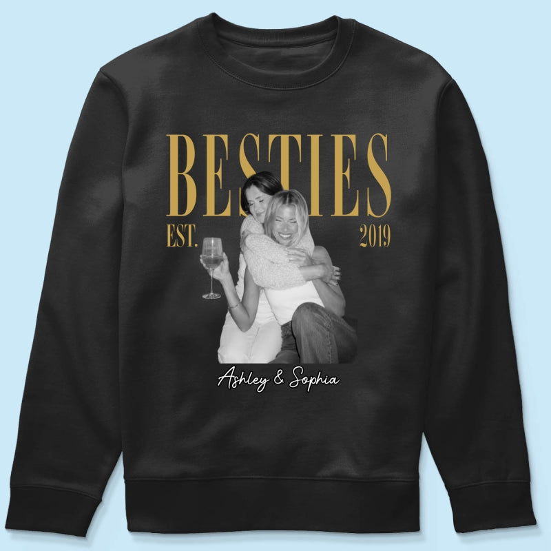 Vintage Retro Besties Best Friends Upload Photo - Personalized Shirt - Birthday Gift For Best Friends, Matching Friends Group T-shirt