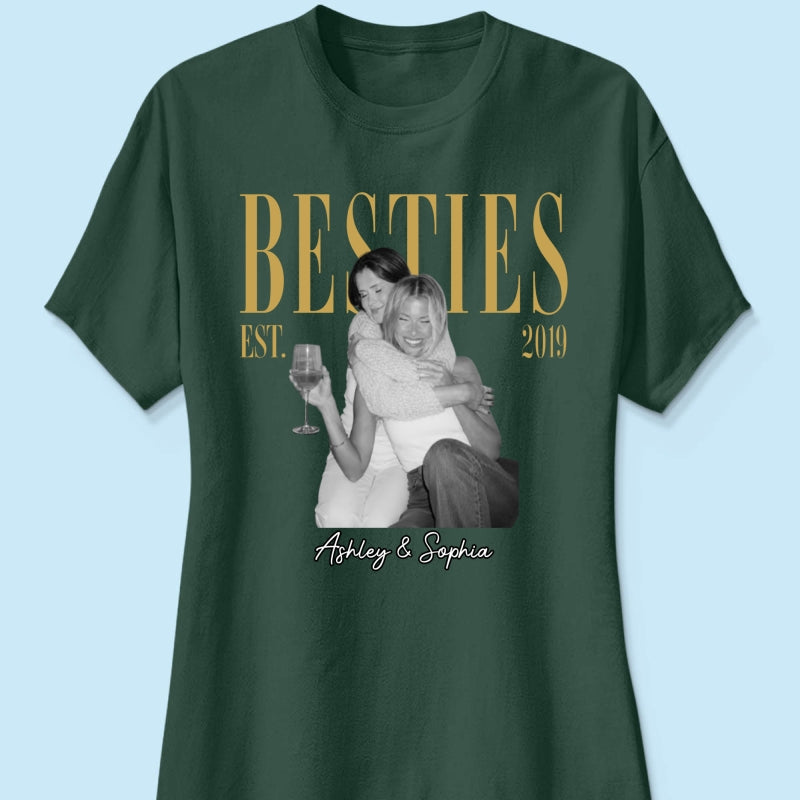 Vintage Retro Besties Best Friends Upload Photo - Personalized Shirt - Birthday Gift For Best Friends, Matching Friends Group T-shirt