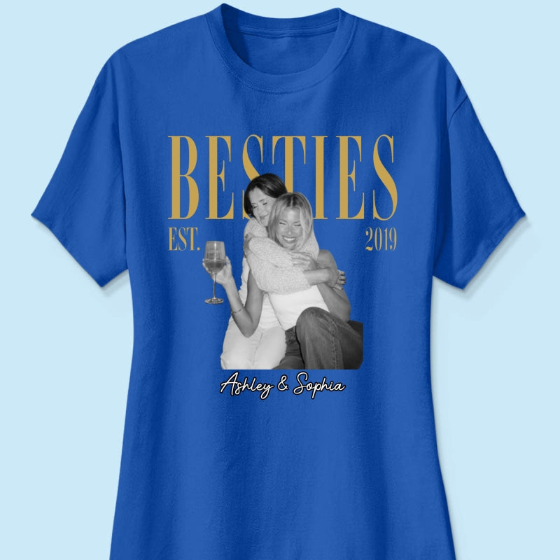 Vintage Retro Besties Best Friends Upload Photo - Personalized Shirt - Birthday Gift For Best Friends, Matching Friends Group T-shirt