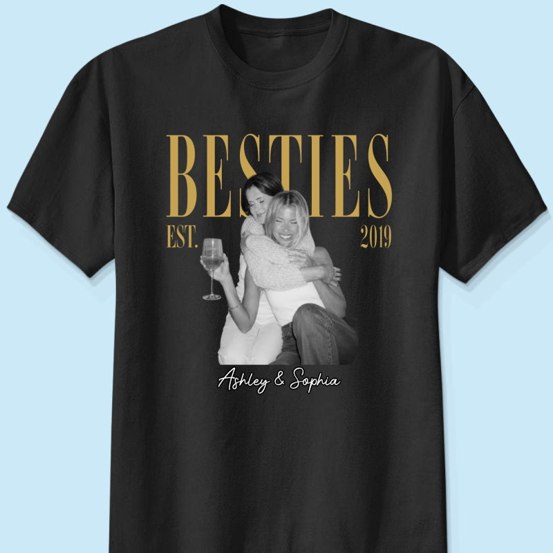Vintage Retro Besties Best Friends Upload Photo - Personalized Shirt - Birthday Gift For Best Friends, Matching Friends Group T-shirt