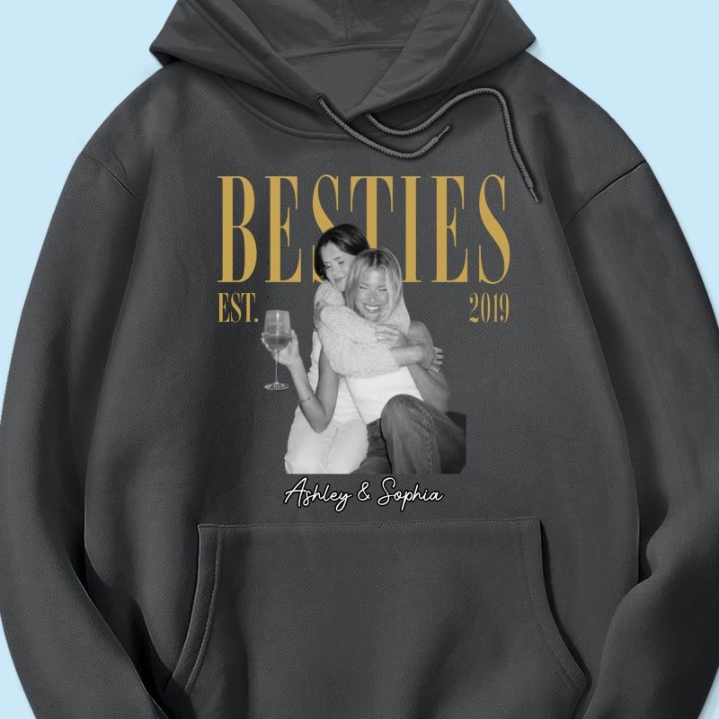 Vintage Retro Besties Best Friends Upload Photo - Personalized Shirt - Birthday Gift For Best Friends, Matching Friends Group T-shirt