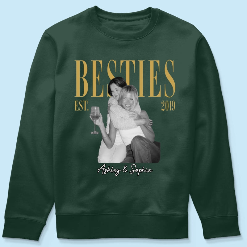 Vintage Retro Besties Best Friends Upload Photo - Personalized Shirt - Birthday Gift For Best Friends, Matching Friends Group T-shirt