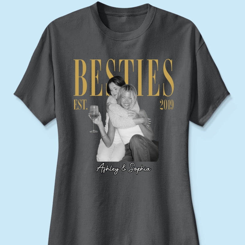 Vintage Retro Besties Best Friends Upload Photo - Personalized Shirt - Birthday Gift For Best Friends, Matching Friends Group T-shirt