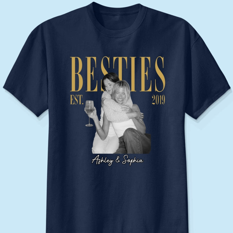 Vintage Retro Besties Best Friends Upload Photo - Personalized Shirt - Birthday Gift For Best Friends, Matching Friends Group T-shirt