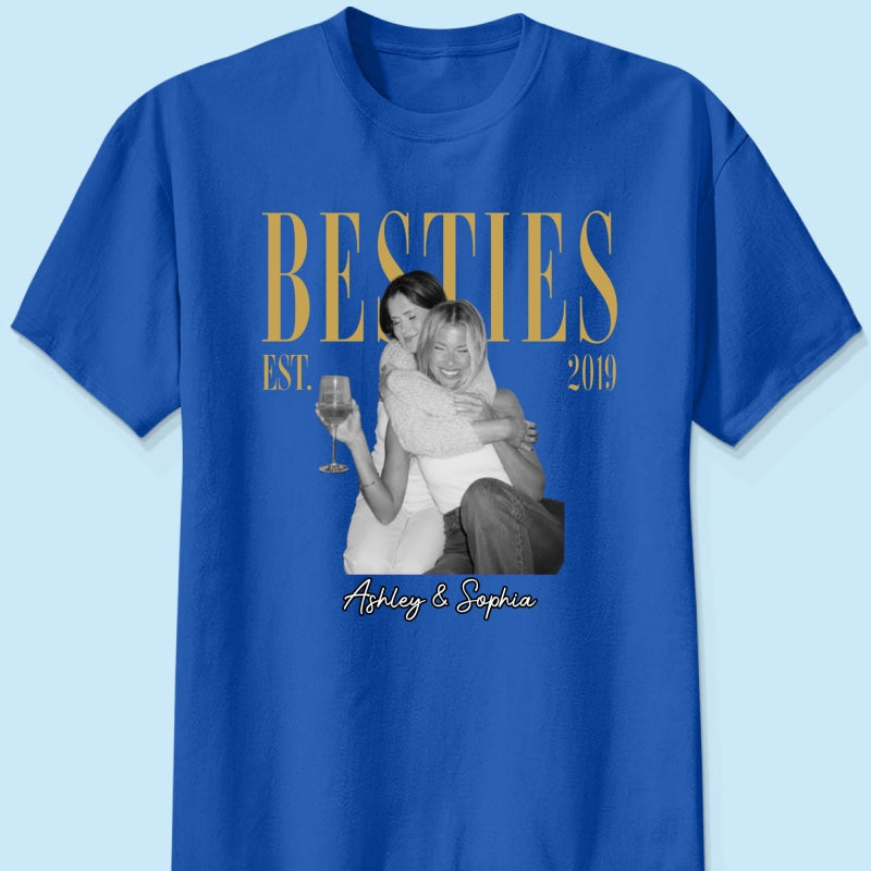 Vintage Retro Besties Best Friends Upload Photo - Personalized Shirt - Birthday Gift For Best Friends, Matching Friends Group T-shirt