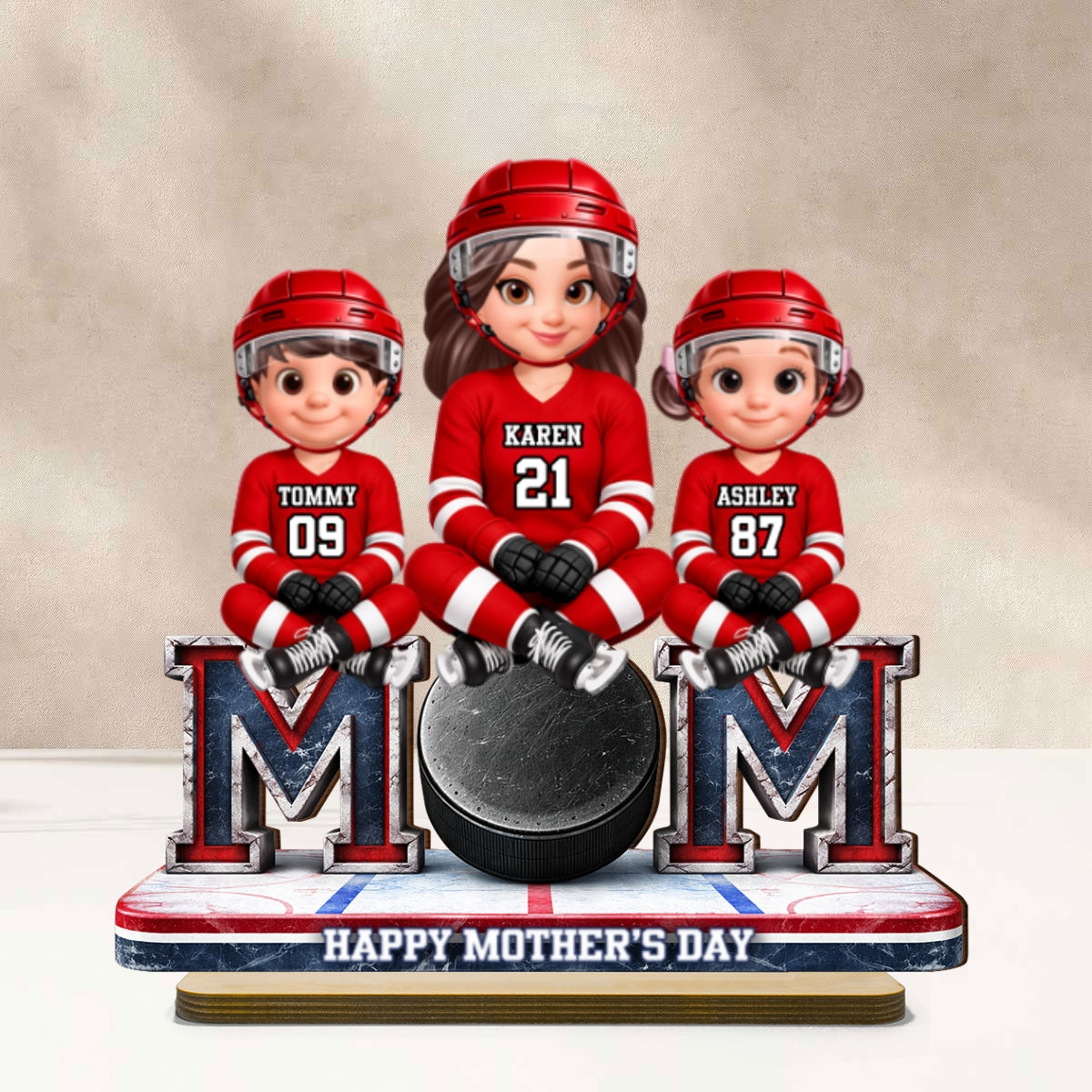 Best Hockey Mom Ever - Personalized 2-Layered Wooden Plaque - Mother's Day Gift For Hockey Mom