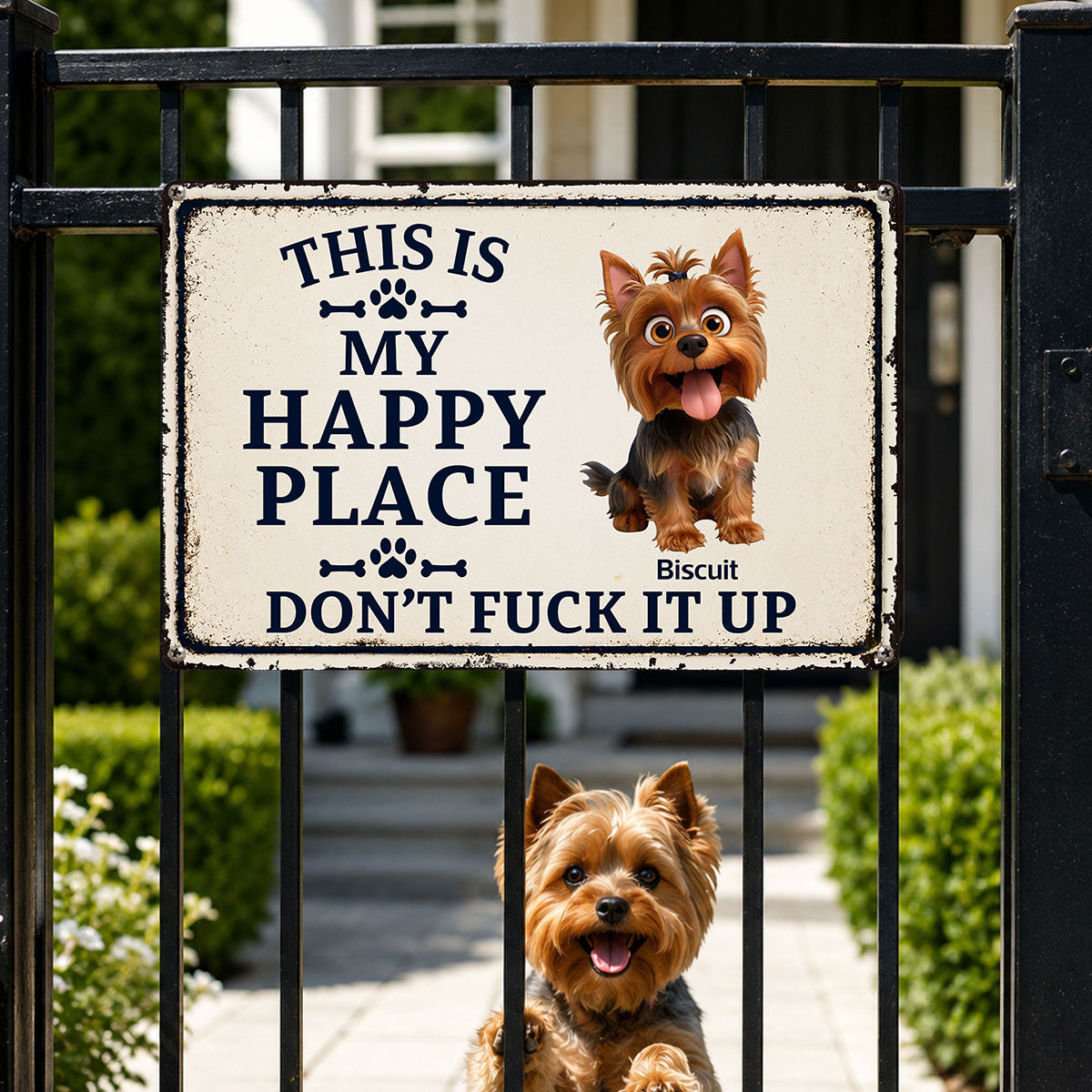 This Is My Happy Place For Dog - Personalized Metal Sign - Gift For Dog Lovers
