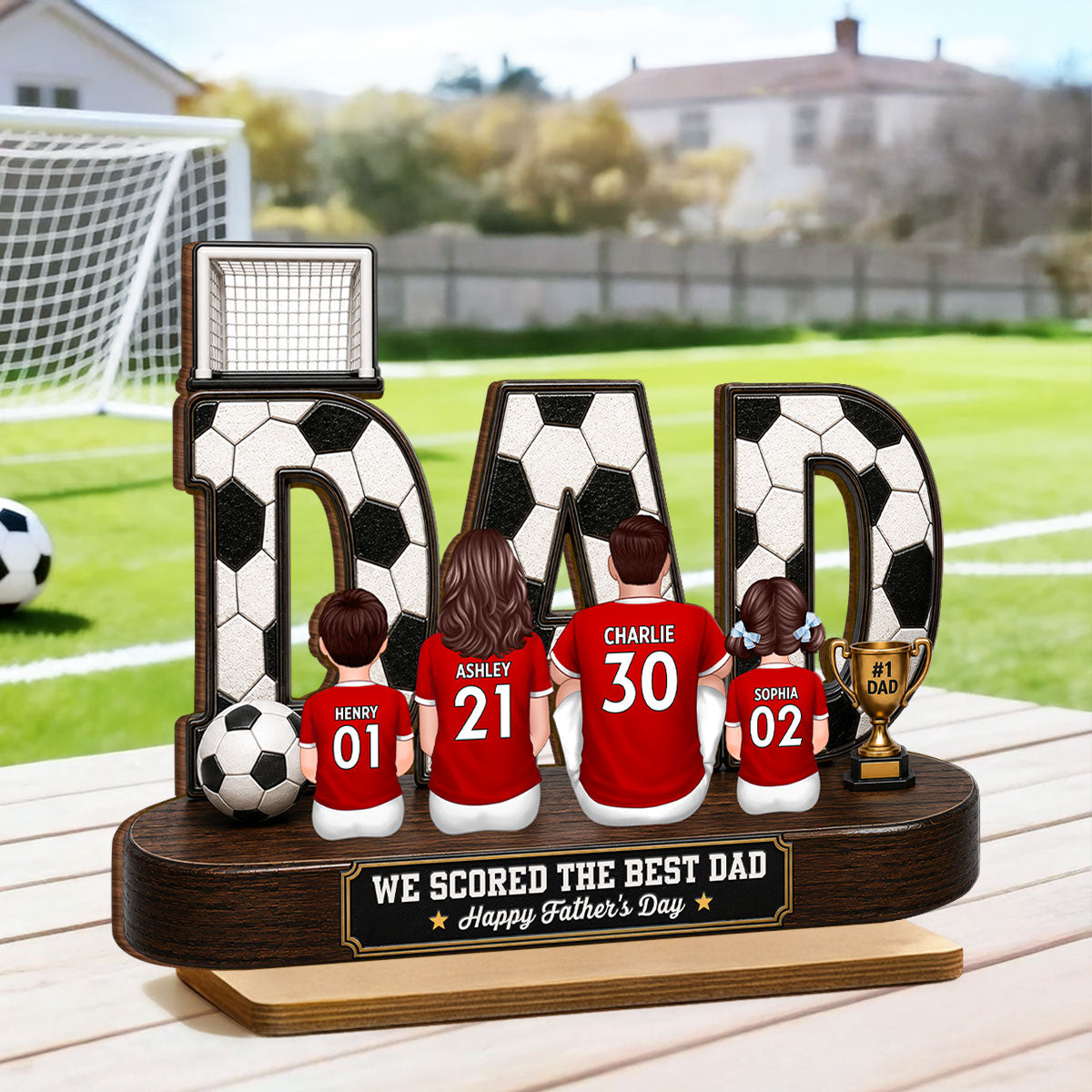 Soccer Family Legend We Scored The Best Dad - Personalized 2-Layered Wooden Plaque -  Gift For Dad, Husband, Soccer Lovers