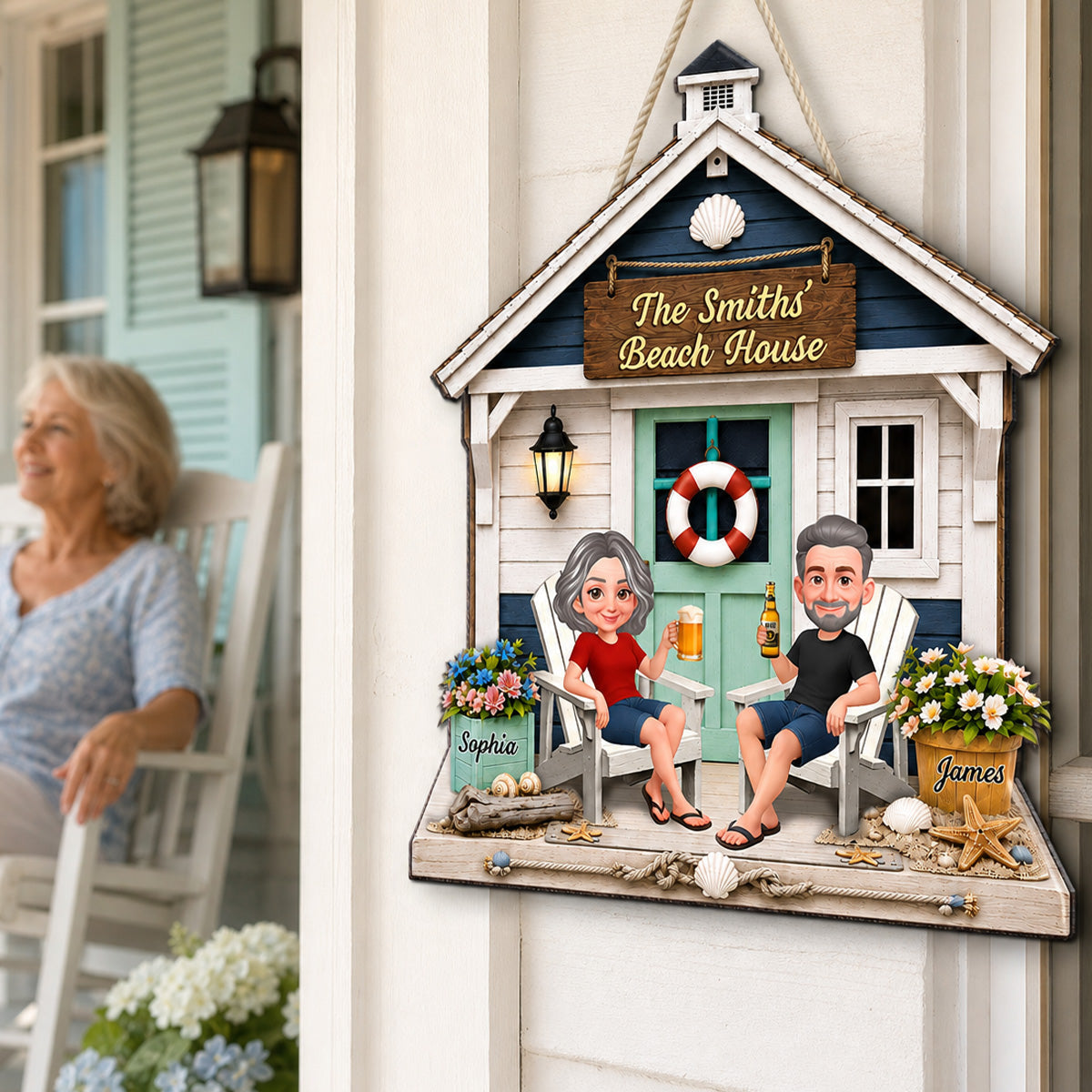 Welcome To Our Beach House 2D Flat - Personalized Wood Sign