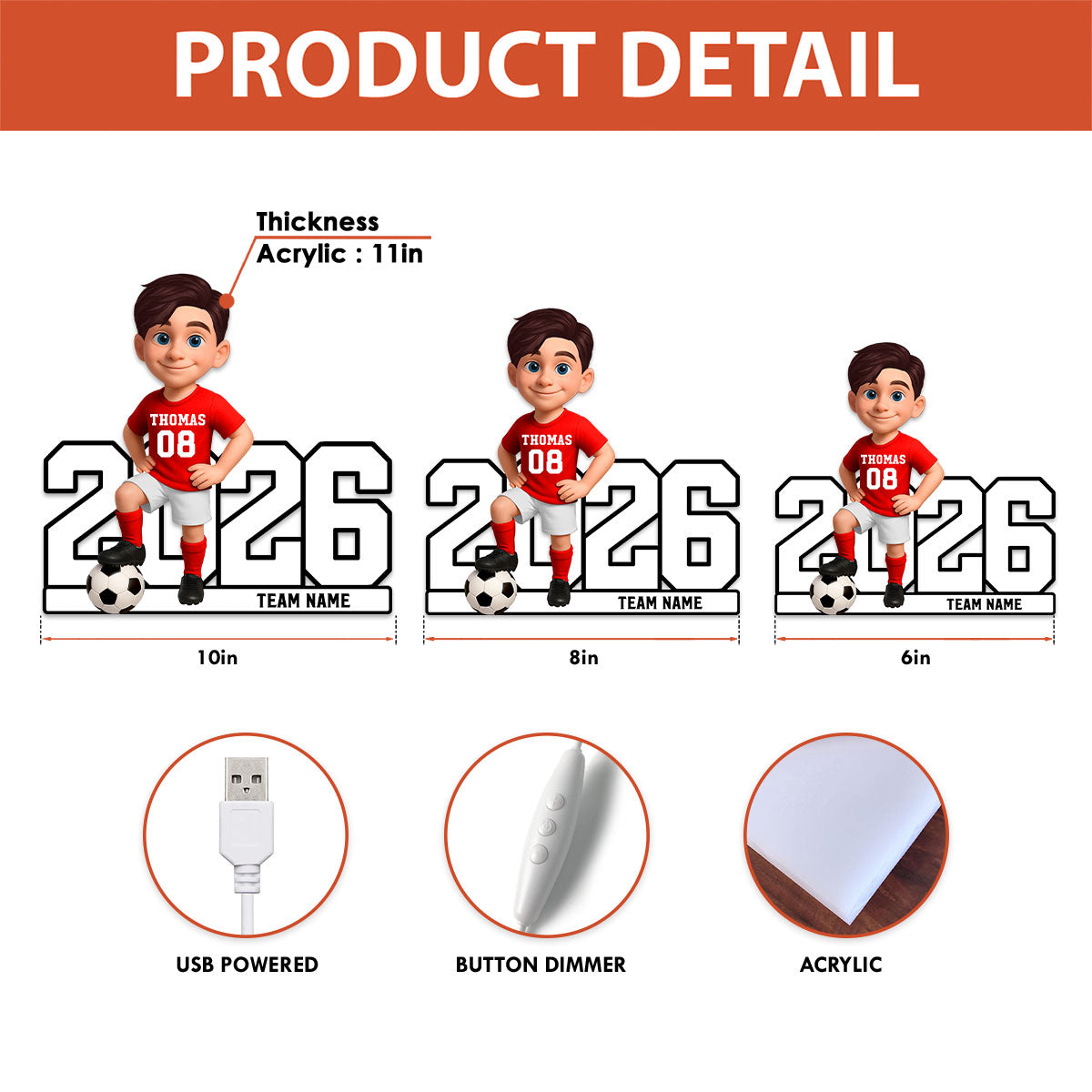 Christmas Soccer Player - Personalized Light Box - Gift For Soccer Lovers, Soccer Team
