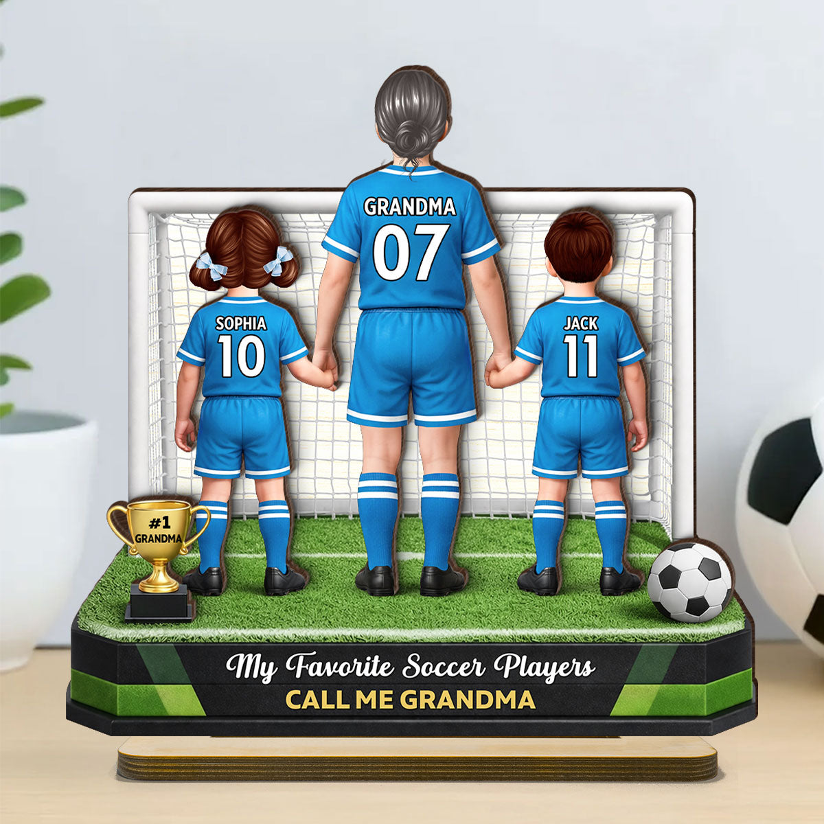 My Favorite Soccer Player Calls Me Grandma - Personalized 2-Layered Wooden Plaque - Heartfelt Gift For Grandma