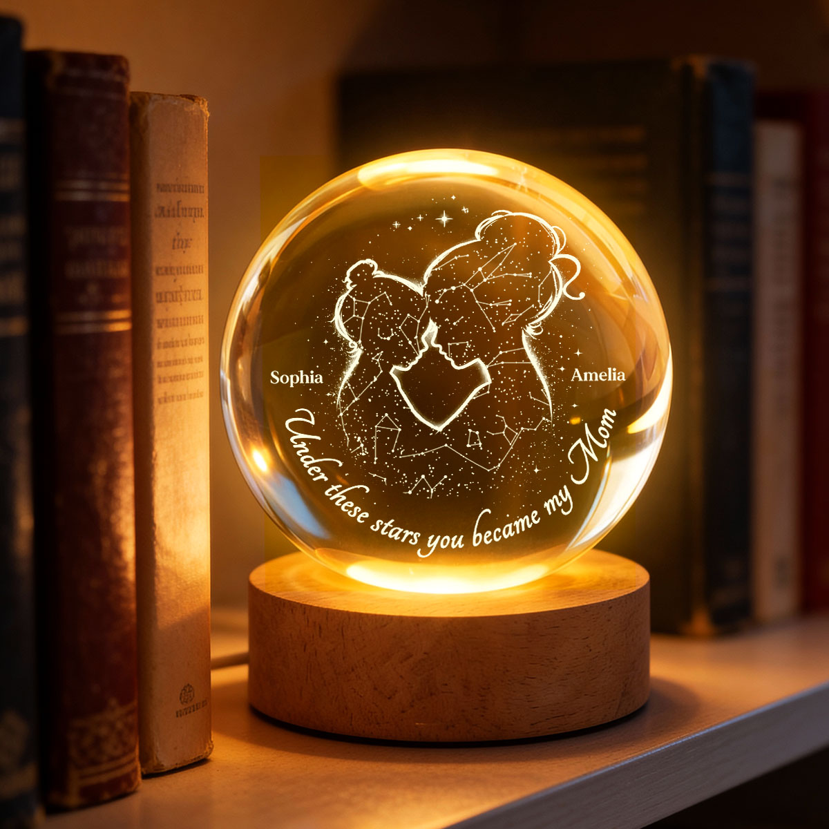 Under These Stars You Became My Mom - Personalized Crystal Ball - Heartfelt Gift For Mom, Grandma