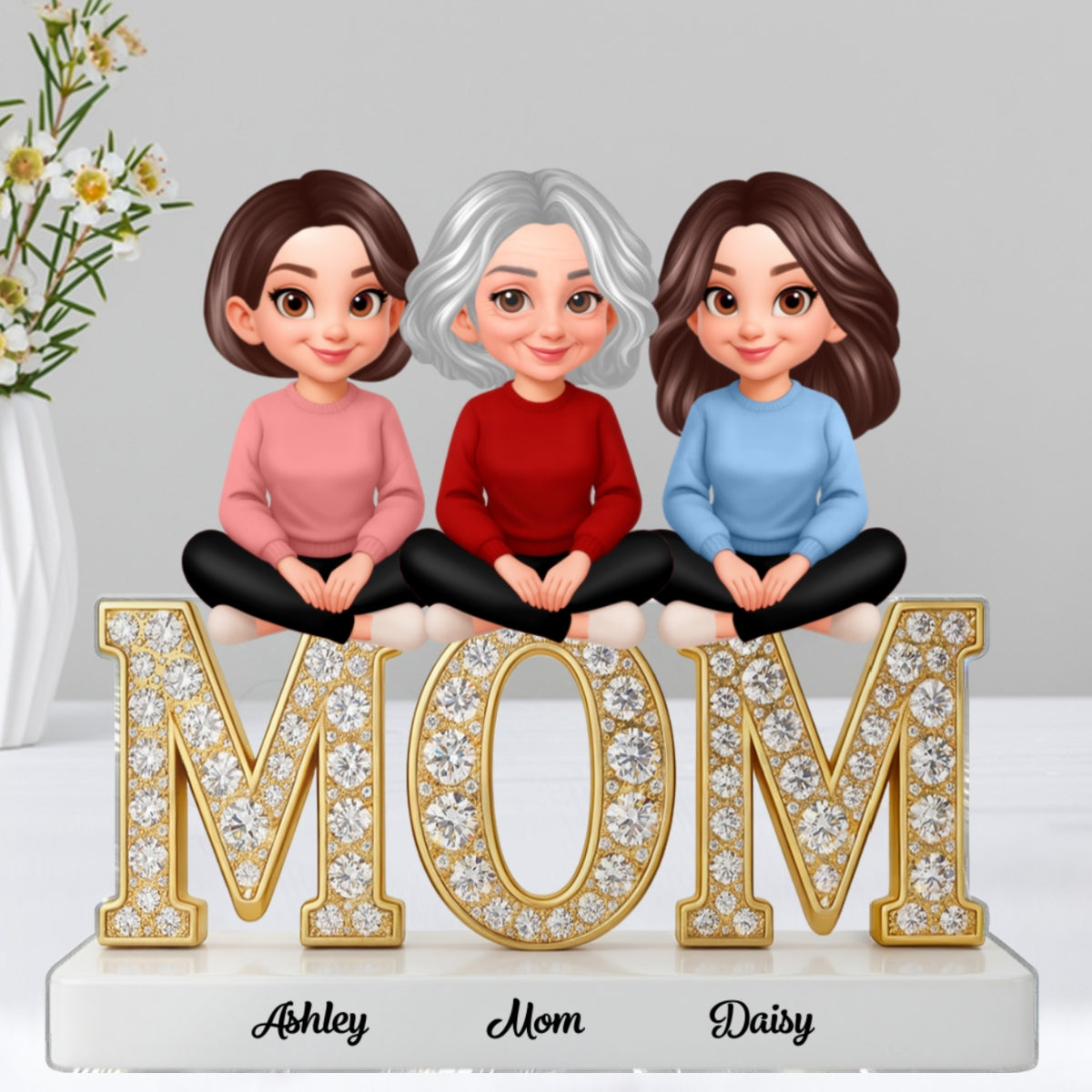 Heartfelt MOM And Daughters Sons Forever Linked Together - Personalized Acrylic Block Plaque - Mother's Day Gift For Mom