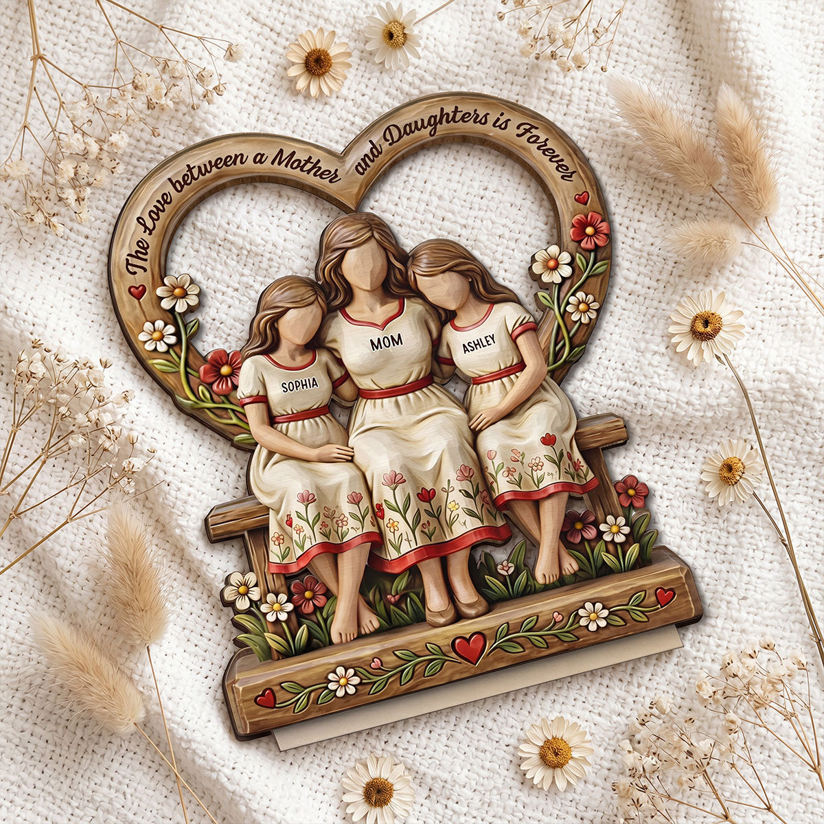 Rooted in Love Mother Daughters - Personalized 2-Layered Wooden Plaque - Gift For Mom