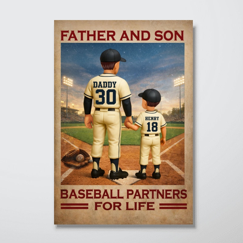 Father And Son Baseball Partners For Life - Personalized Poster - Gift For Baseball Dad