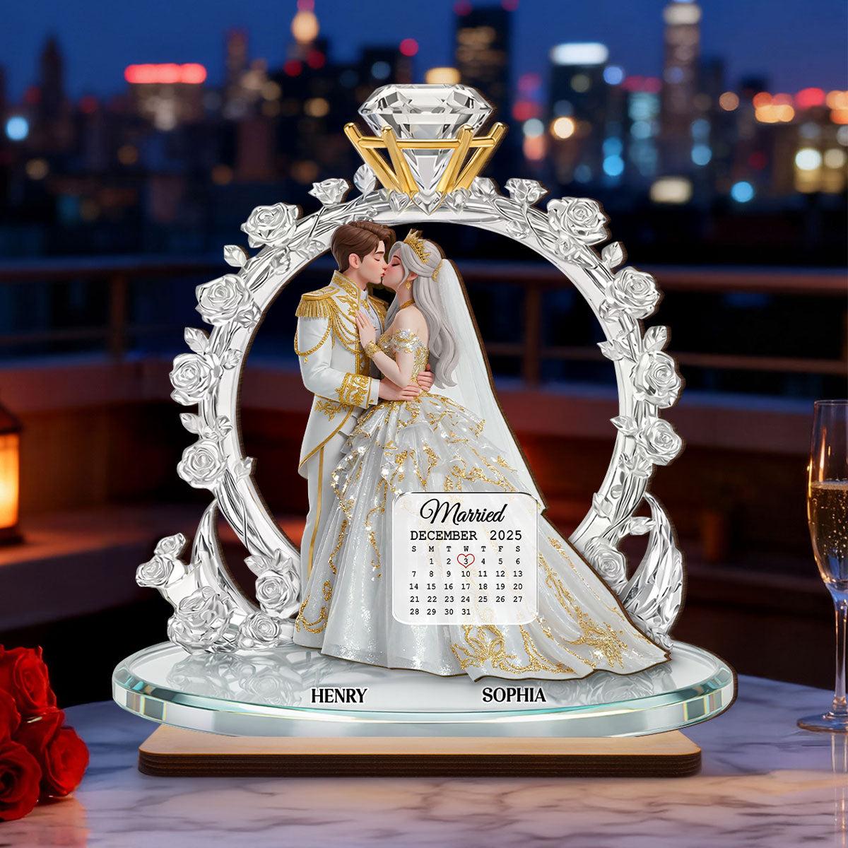 The Eternal Ring of Love - Personalized 2-Layered Wooden Plaque - Valentine's Gift For Him, For Her, For Couple