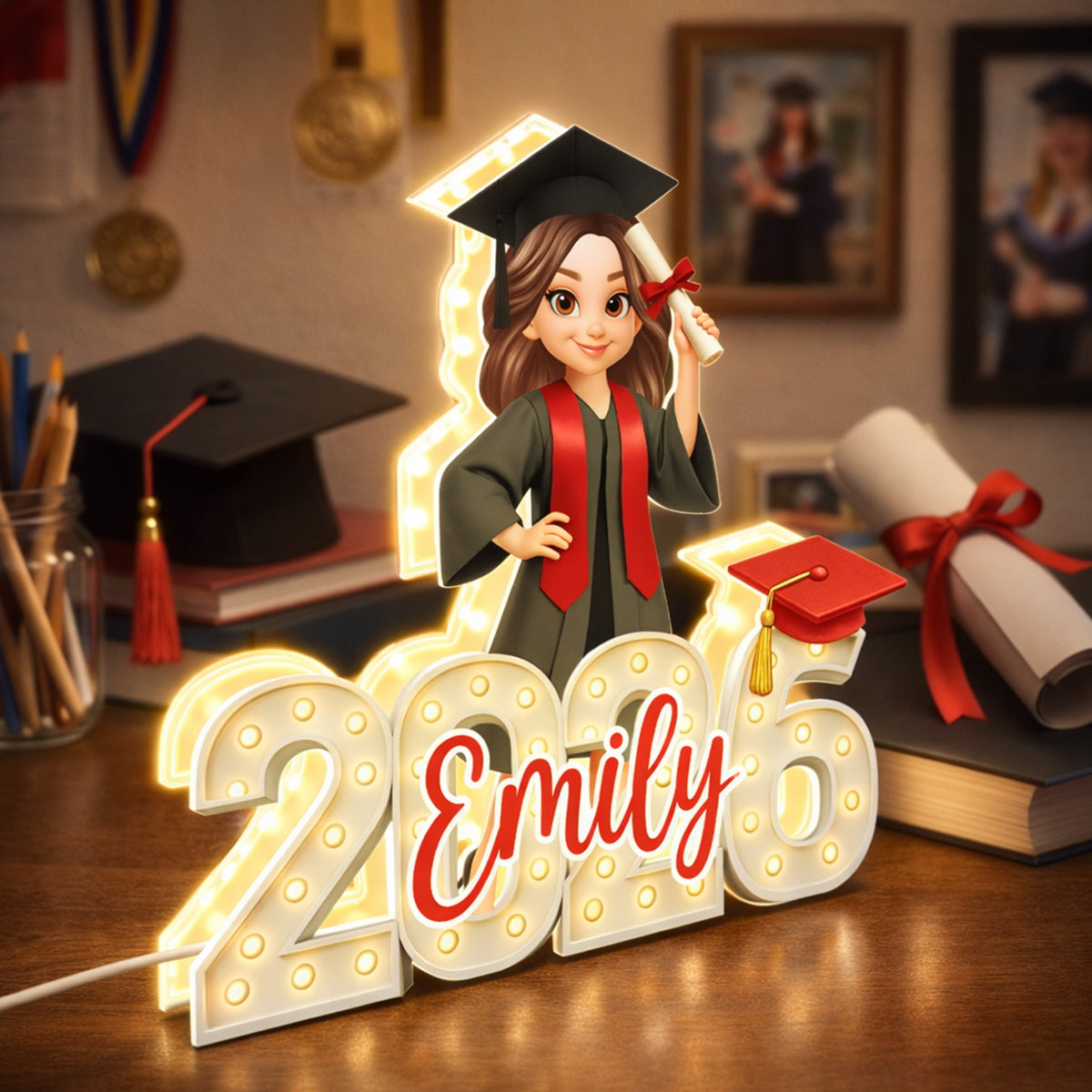 Class of 2026 Graduation Marque Pattern - Personalized Light Box - Gift for Seniors, Daughter, Son, Grandkids