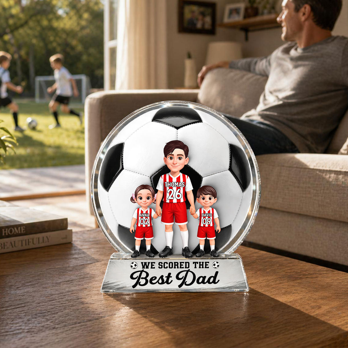 No 1 Soccer Dad We Scored The Best Dad - Personalized Acrylic Block Plaque -  Gift For Dad, Husband, Soccer Lovers