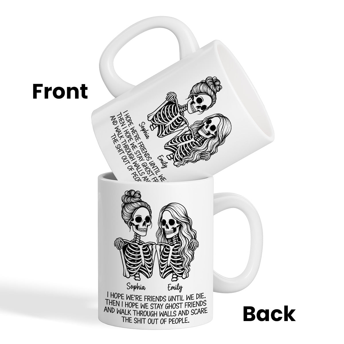 Skeleton Besties Until We Die - Personalized Mug - Funny Work Bestie Gift, Halloween Keepsake For Best Friends
