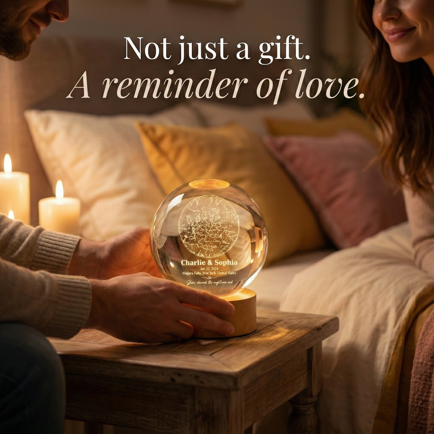 The Night We Met Star Map - Personalized Crystal Ball Night Light - Gift for Couple