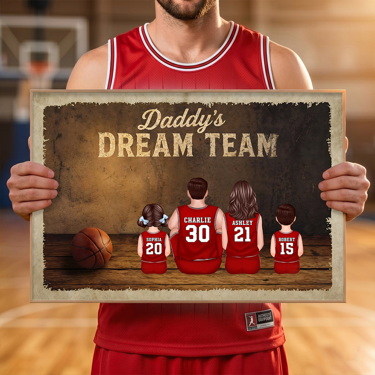 Daddy's Basketball Dream Team - Personalized Poster - Father's Day Gift for Dad, Husband