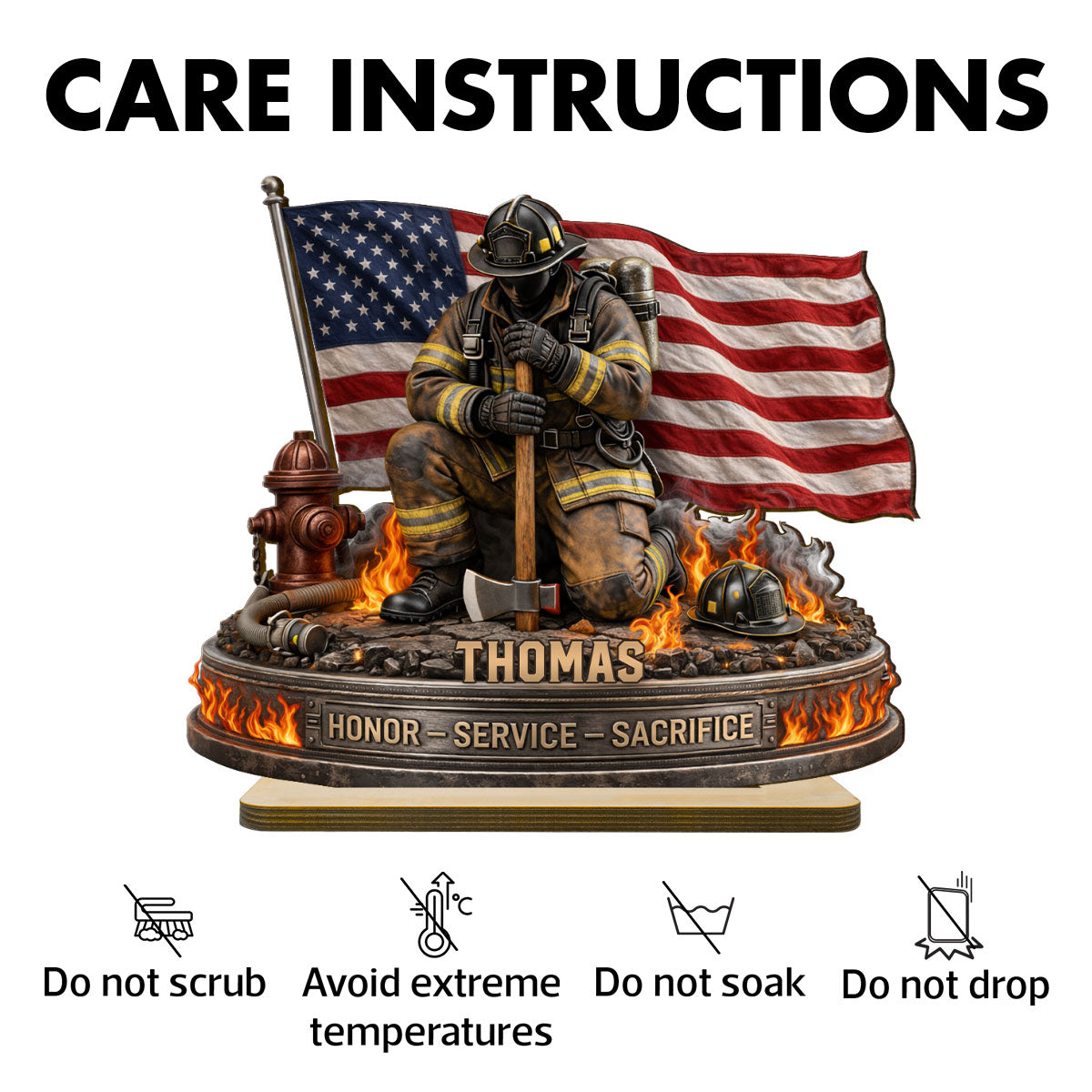 Firefighter Honor Service Sacrifice - Personalized Wooden Plaque - Appreciation