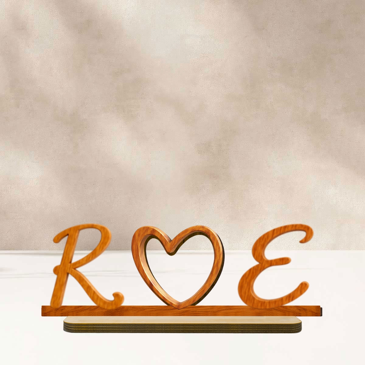 Couple Initials Heart - Personalized 2-Layered Wooden Plaque - Valentine's Day Gift for Her, for Him