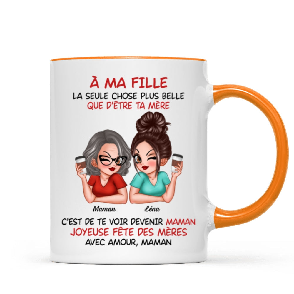 À ma fille – Te voir être maman – Mug personnalisé – Cadeau de Fête des Mères pour ma fille