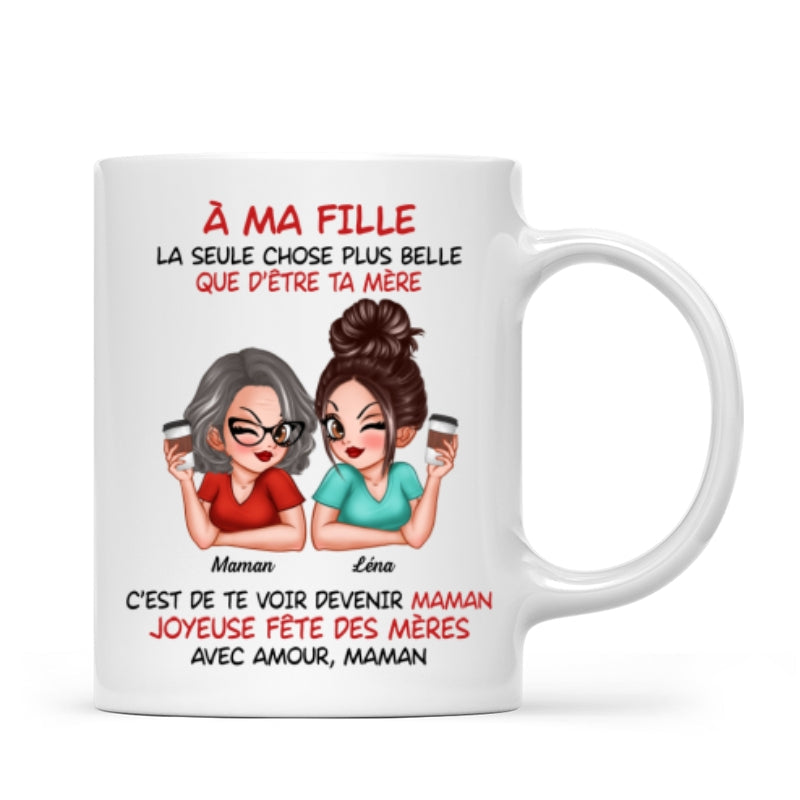 À ma fille – Te voir être maman – Mug personnalisé – Cadeau de Fête des Mères pour ma fille