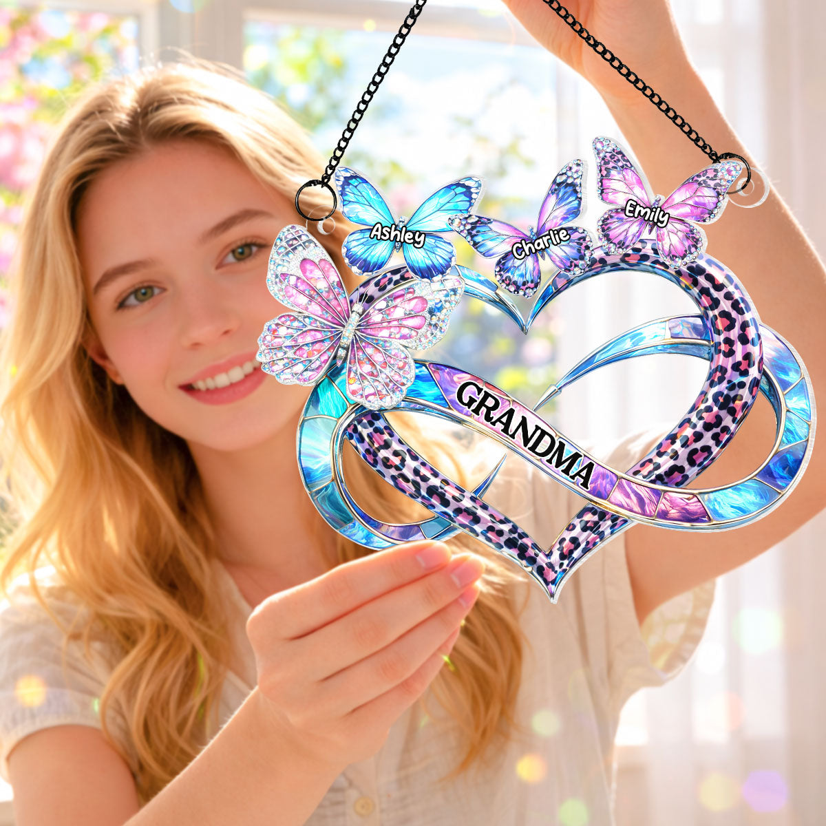 Mom Grandma Heart Infinity - Personalized Suncatcher - Sentimental Mother's Day Gift for Grandma, Mom, Wife