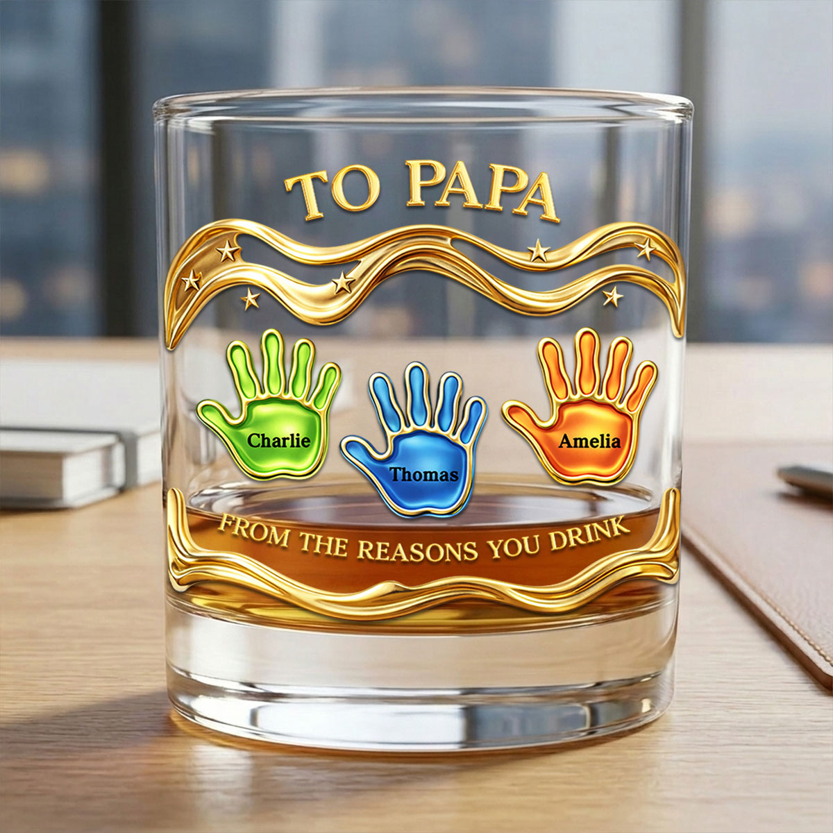 To Papa From the Reasons You Drink - Personalized Whiskey Glass - Father's Day Gift for Dad, Grandpa, Husband