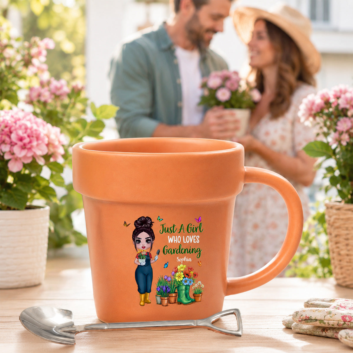 Just A Girl Who Loves Gardening - Personalized Plant Pot Ceramic Mug - Gift For Gardening Lovers