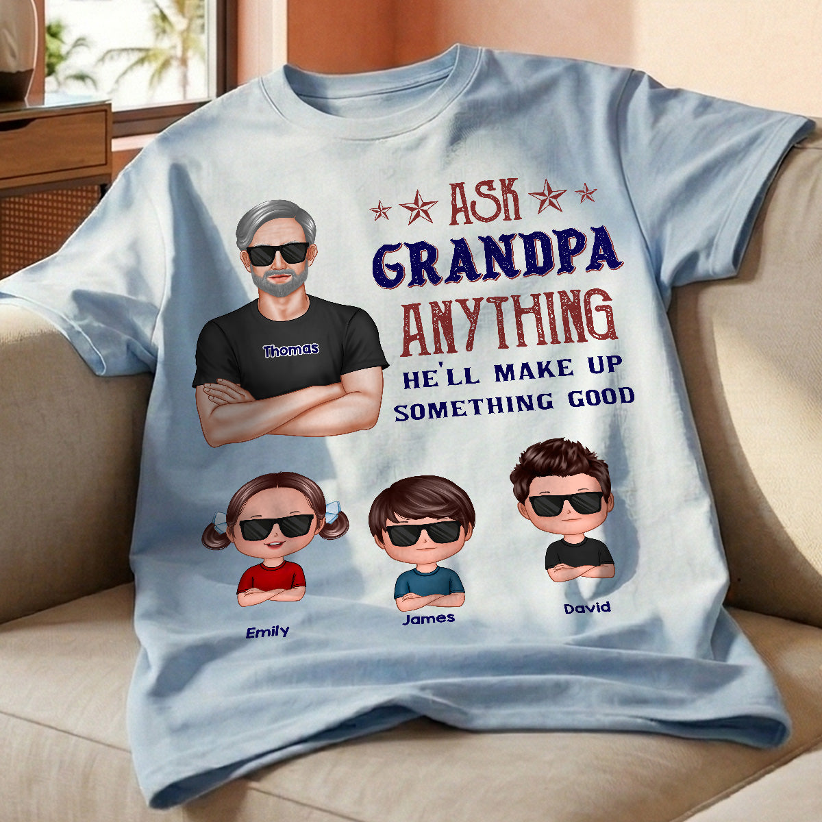 Ask Grandpa Anything - Personalized Shirt - Funny Father's Day Shirt For Husband, Dad, Grandpa