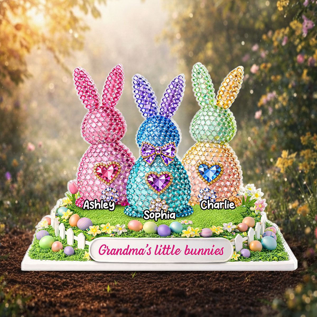 Grandma's Little Bunnies Easter - Personalized Acrylic Block Plaque - Sentimental Gift for Grandma