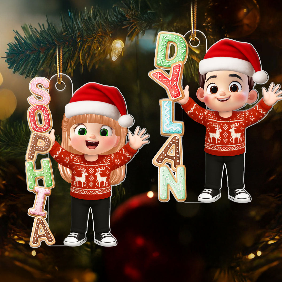 Cookies Alphabet Custom Kid Name - Personalized Acrylic Ornament - Christmas Gift for Kid, Grandkids