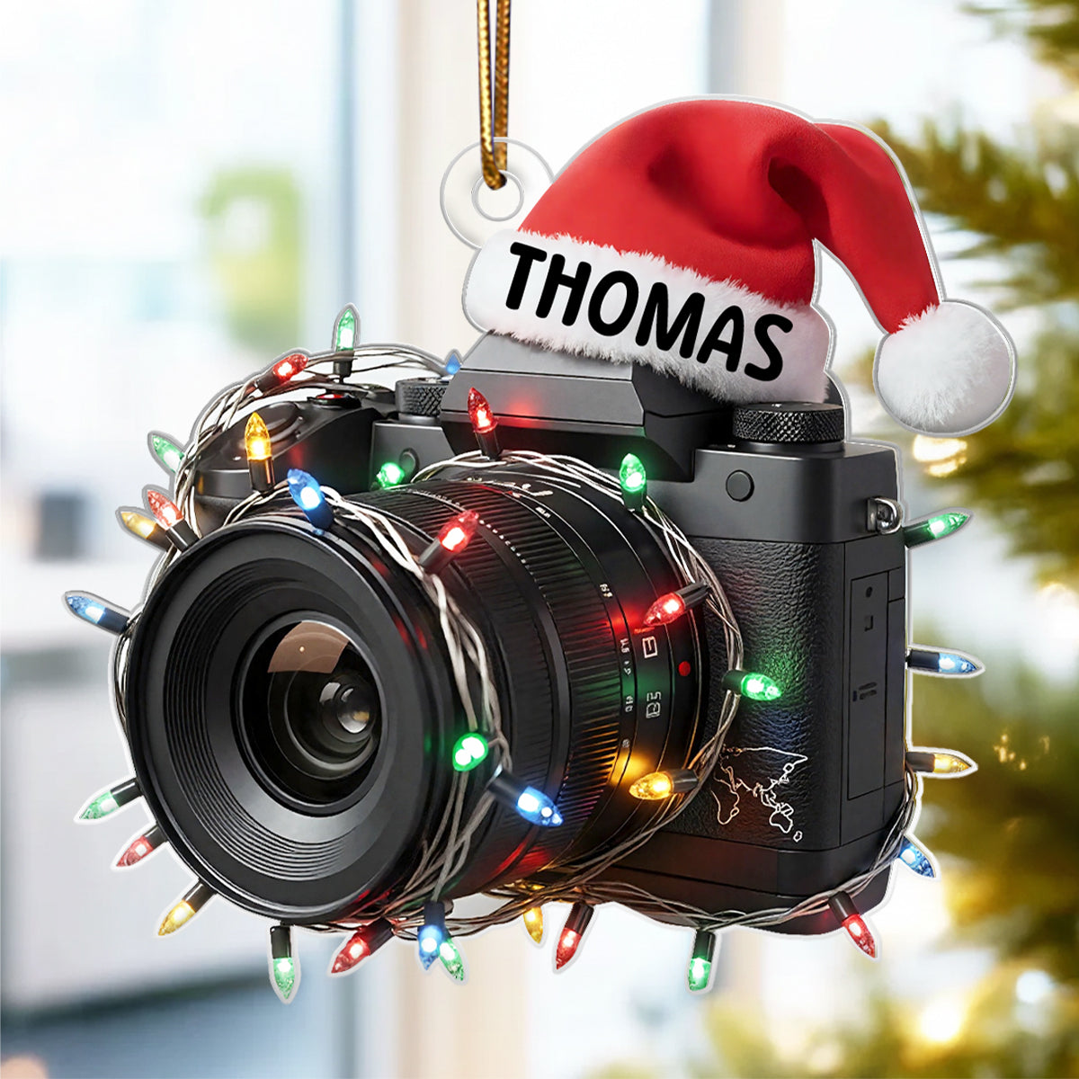Photographer Camera Custom Name - Personalized Acrylic Ornament - Christmas Gift for Photo Lovers