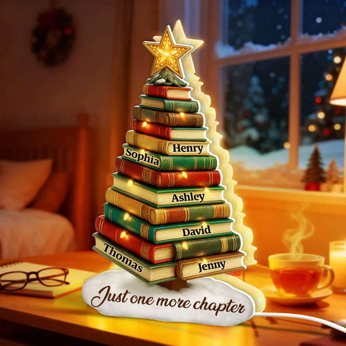 Book Lovers Christmas Tree - Personalized Light Box - Christmas Gift For Book Lovers