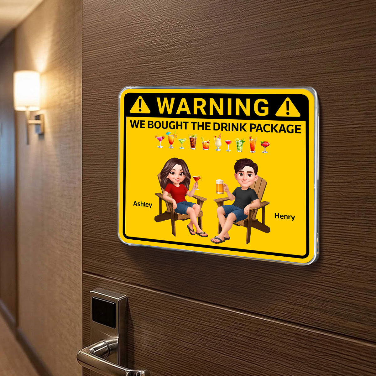 Couple Warning Caution We Bought The Drink Package - Personalized Cruise Ship Door Magnet - Funny Cruise Decorations Magnet, Summer Drink Package Cruise Magnet