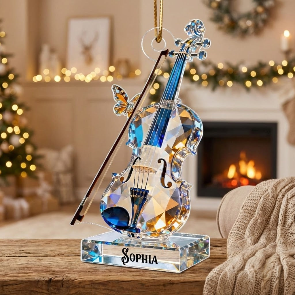 Violin Music Crystal Effect - Personalized Acrylic Ornament - Unique Gift For Violinist