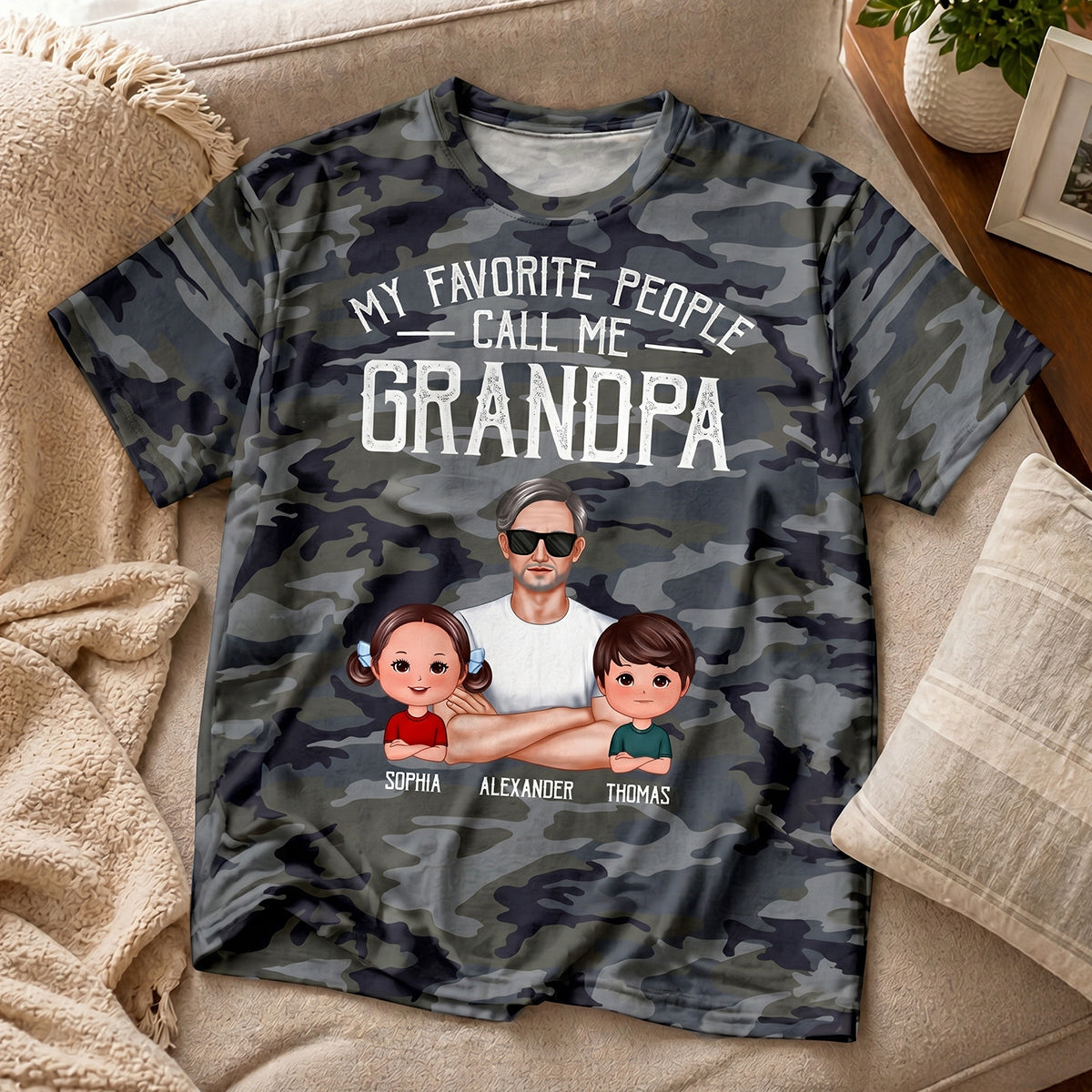 My Favorite People Call Me Grandpa Camo Pattern - Personalized Shirt - Father's Day Gift For Husband, Dad, Grandpa